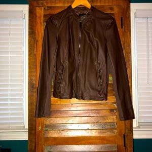 Express Brown Faux Leather Moto Jacket Size Small